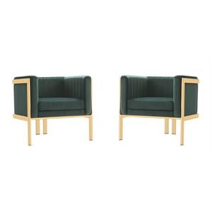 Manhattan Comfort Paramount Velvet Accent Armchair in Green (Set of 2)