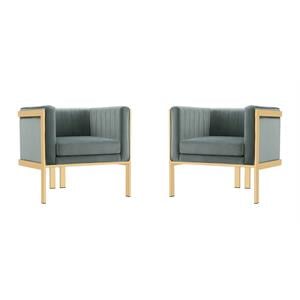 Manhattan Comfort Paramount Velvet Accent Armchair in Gray (Set of 2)