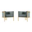 Manhattan Comfort Paramount Velvet Accent Armchair in Gray (Set of 2)
