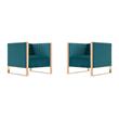 Manhattan Comfort Trillium Velvet Accent Chair in Teal Blue/Gold (Set of 2)
