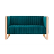 Manhattan Comfort Trillium 3-Piece Velvet Sofa Set in Teal Blue/Rose Gold