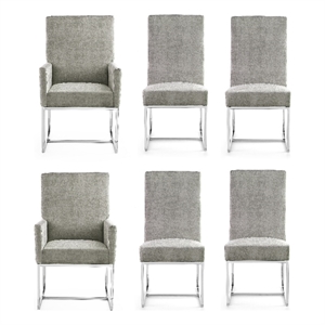 Manhattan Comfort Element 18.9&quot Velvet Dining Chair in Steel Gray (Set of 6)