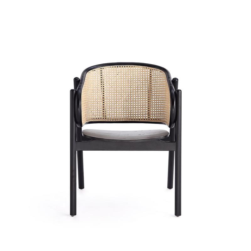 Manhattan Comfort Versailles Wood Accent Armchair in Black & Natural