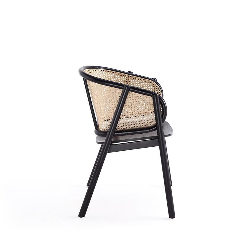 Manhattan Comfort Versailles Wood Accent Armchair in Black & Natural
