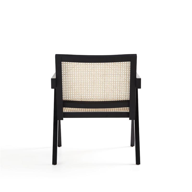 Manhattan Comfort Hamlet Solid Ash Wood Accent Chair in Black & Natural