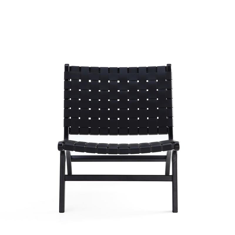 Manhattan Comfort Maintenon Wood Leatherette Accent Chair in Black