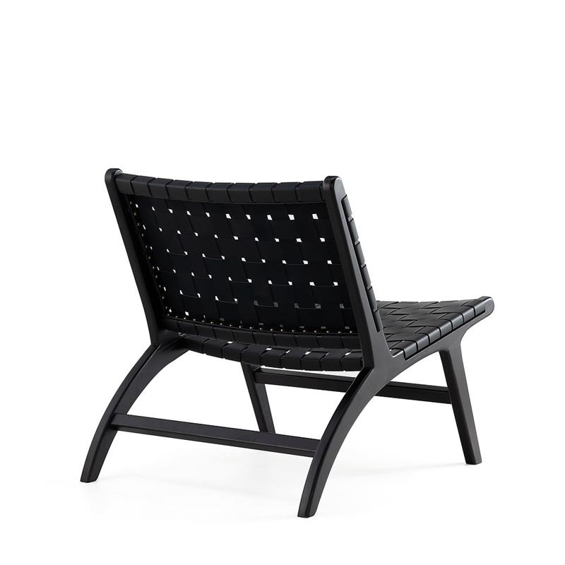 Manhattan Comfort Maintenon Wood Leatherette Accent Chair in Black