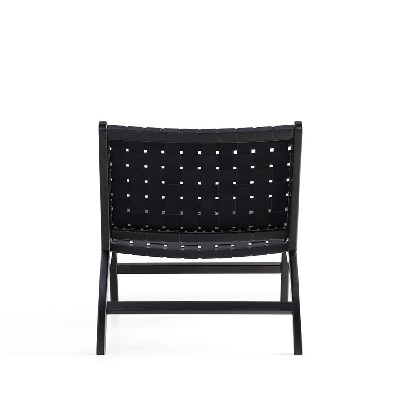 Manhattan Comfort Maintenon Wood Leatherette Accent Chair in Black