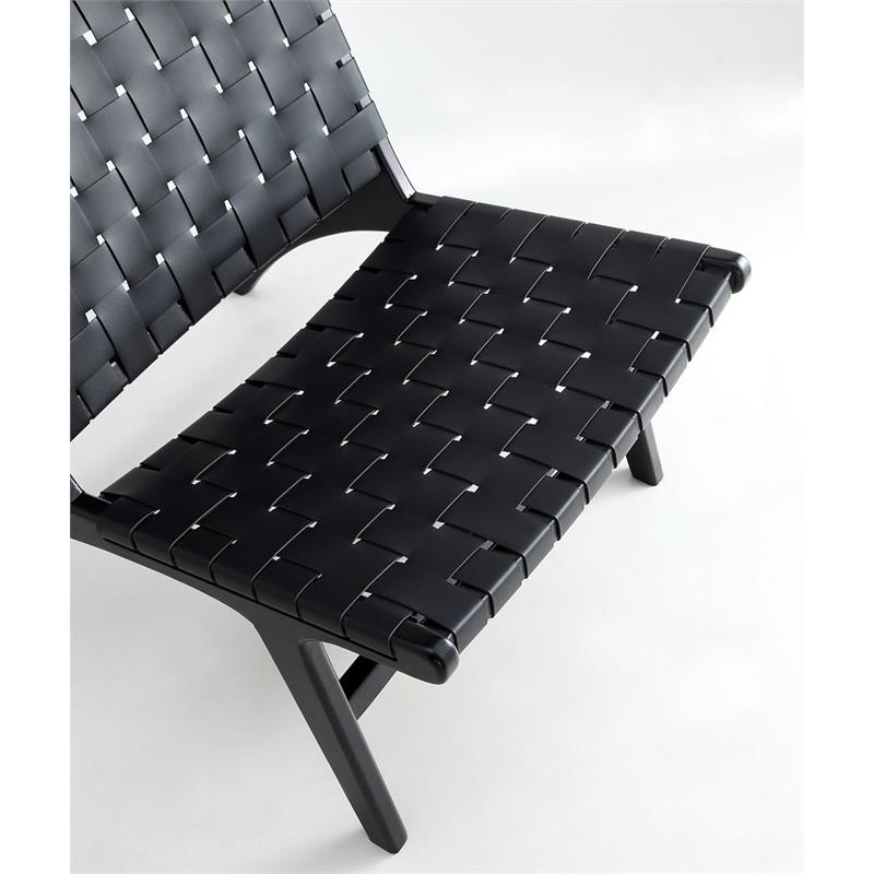 Manhattan Comfort Maintenon Wood Leatherette Accent Chair in Black