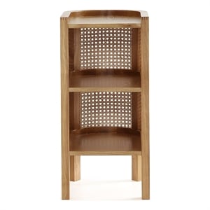 Manhattan Comfort Versailles 2-Shelf Wood Rattan End Table in Natural
