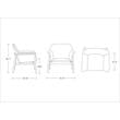 Manhattan Comfort Miller Fabric Accent Chair in White/Walnut (Set of 2)
