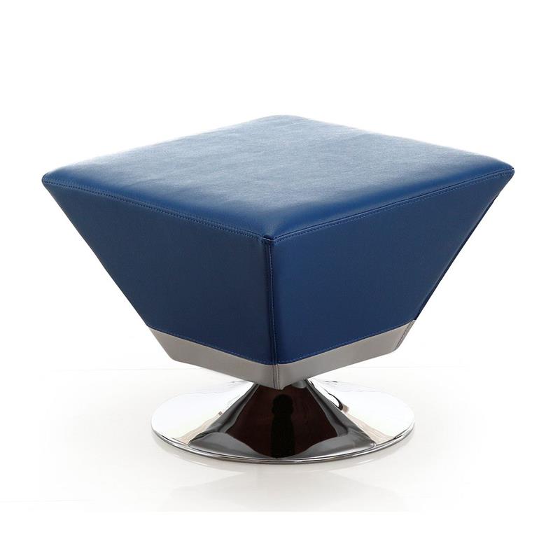 Manhattan Comfort Diamond Faux Leather Swivel Ottoman in Multi-Color (Set of 7)