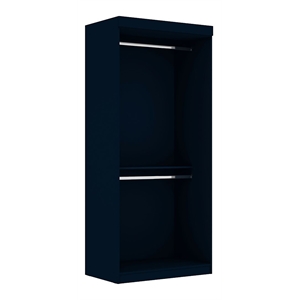 Manhattan Comfort Mulberry Double Hanging Wood Wardrobe Closet in Midnight Blue
