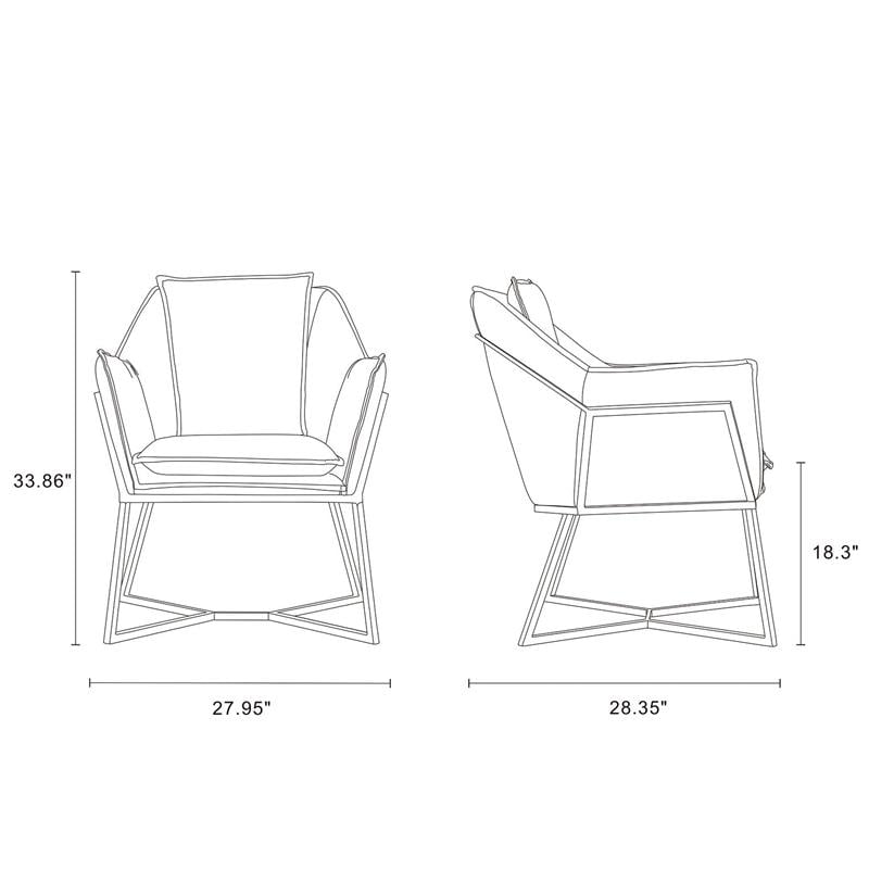 Origami Modern Geometric Blue Velvet Upholstered Stainless Steel Accent Chair