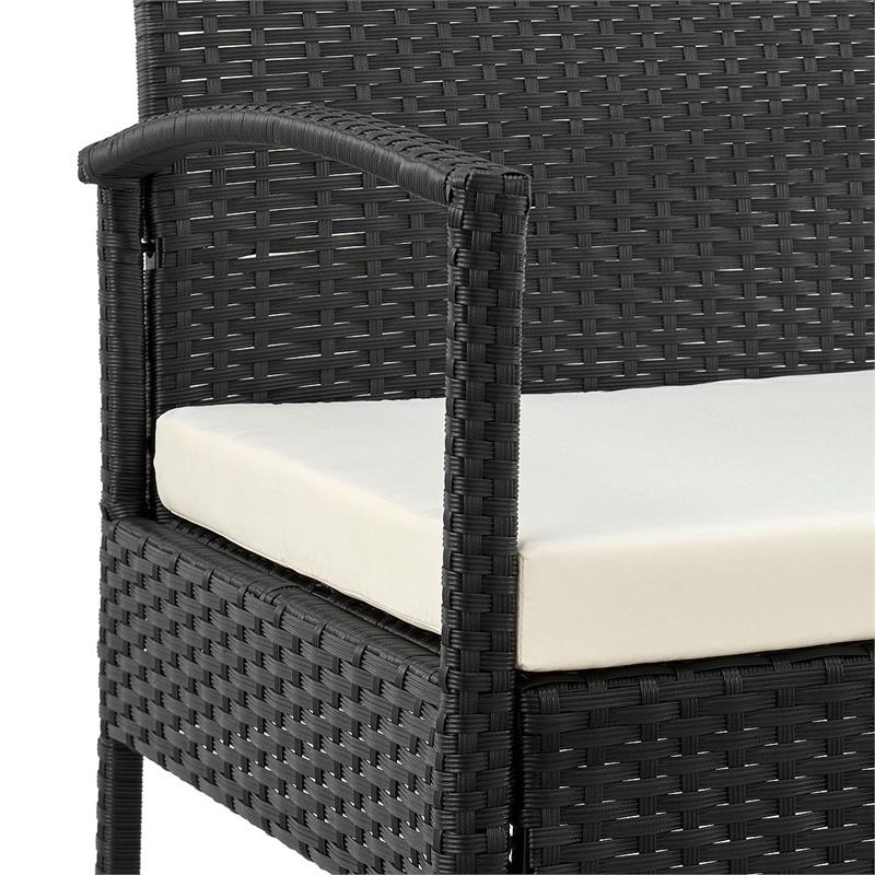 Manhattan Comfort Noli 3-Piece Rattan Patio Conversation Set in Gray/Cream
