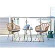 Manhattan Comfort Antibes 3-Piece Rattan Patio Conversation Set in Brown/Gray