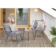 Manhattan Comfort Cannes 3-Piece Rattan Patio Conversation Set in Gray