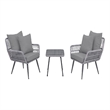 Manhattan Comfort Cannes 3-Piece Rattan Patio Conversation Set in Gray