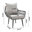 Manhattan Comfort Cannes 3-Piece Rattan Patio Conversation Set in Gray