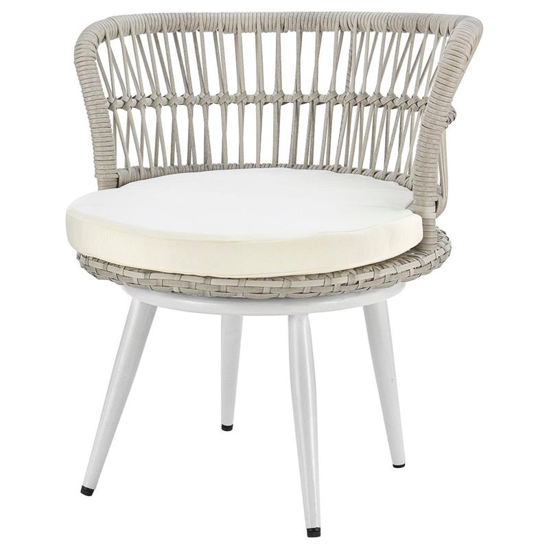 Manhattan Comfort Monaco 3-Piece Rattan Patio Conversation Set in Gray/Cream