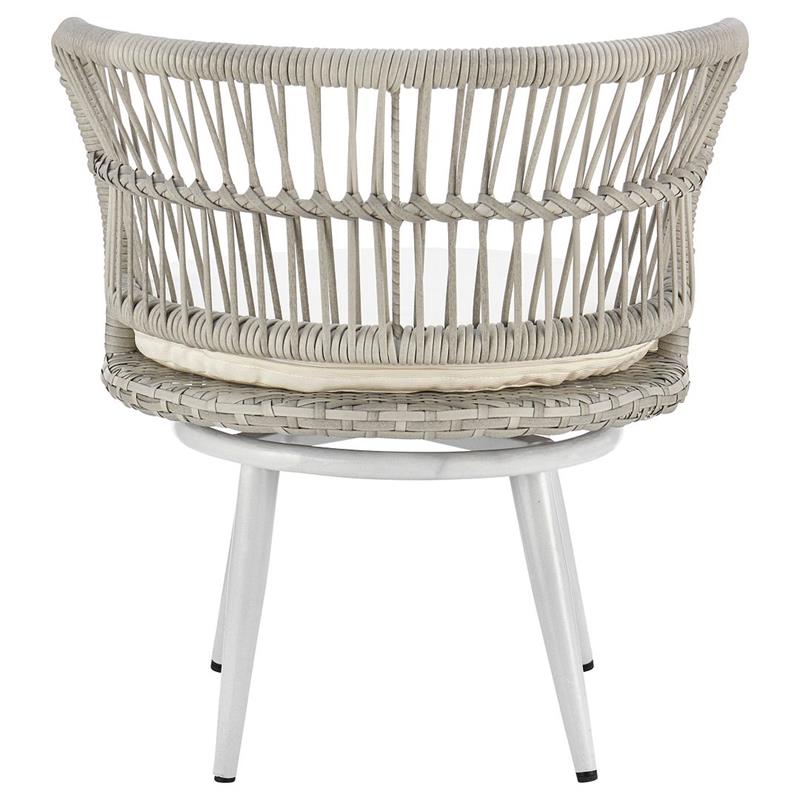 Manhattan Comfort Monaco 3-Piece Rattan Patio Conversation Set in Gray/Cream