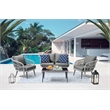 Manhattan Comfort Riviera 4-Piece 4-Seat Rattan Patio Conversation Set in Gray