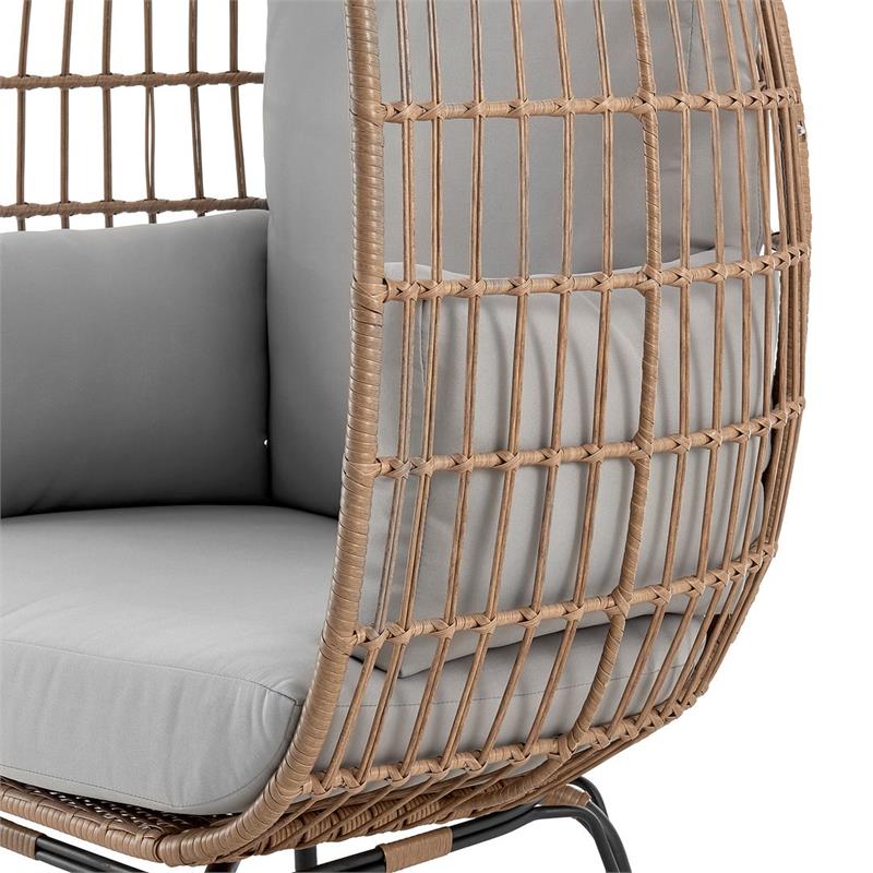 Manhattan Comfort Spezia Rattan Outdoor Egg Chair with Cushion in Brown/Gray