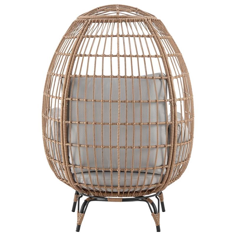 Manhattan Comfort Spezia Rattan Outdoor Egg Chair with Cushion in Brown/Gray