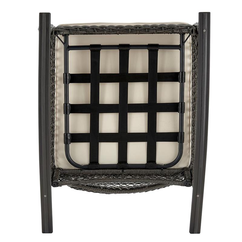 Manhattan Comfort Furttuo Rattan Outdoor Rocking Chair with Cushion - Gray/Cream