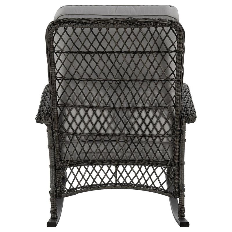 Manhattan Comfort Furttuo Rattan Outdoor Rocking Chair with Cushion in Gray