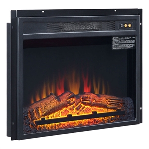 Manhattan Comfort Electric Metal Fireplace Box Insert in Black