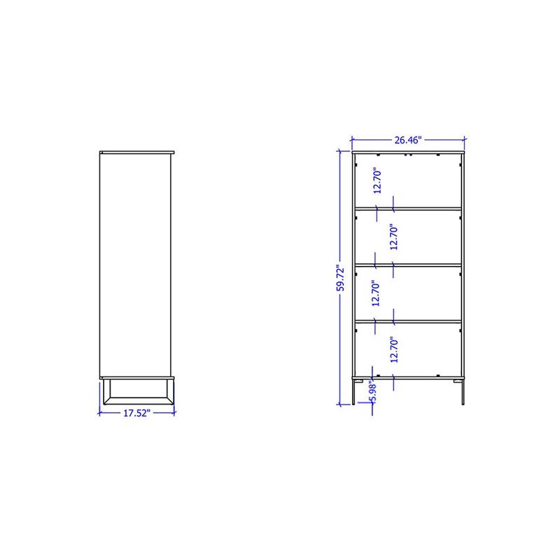Lexington Contemporary Modern Bookcase with 4 Shelves in Maple Engineered Wood