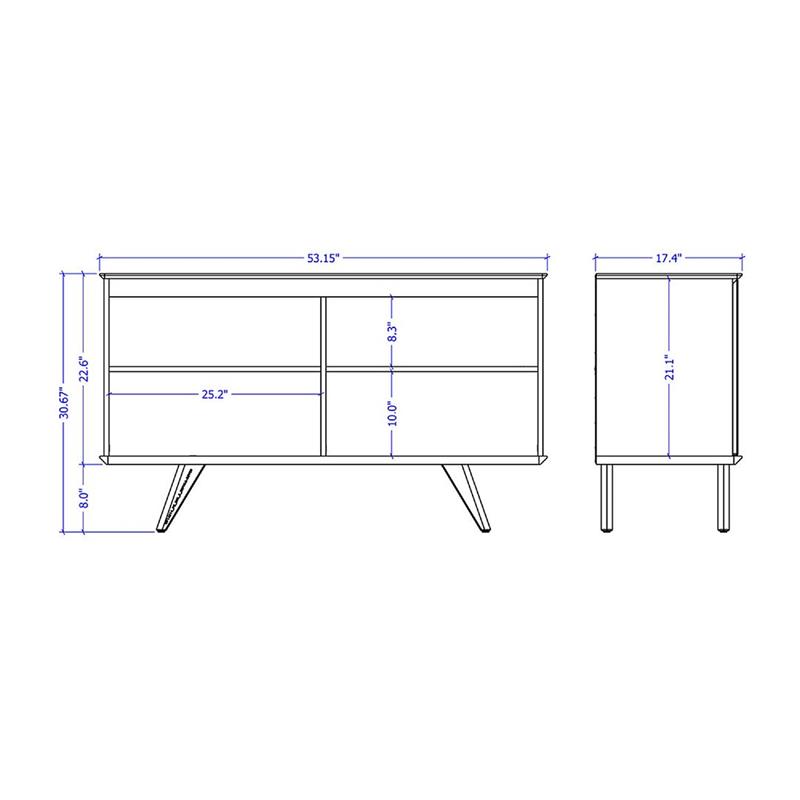 Manhattan Comfort Tudor 4 Shelves Engineered Wood Sideboard in White