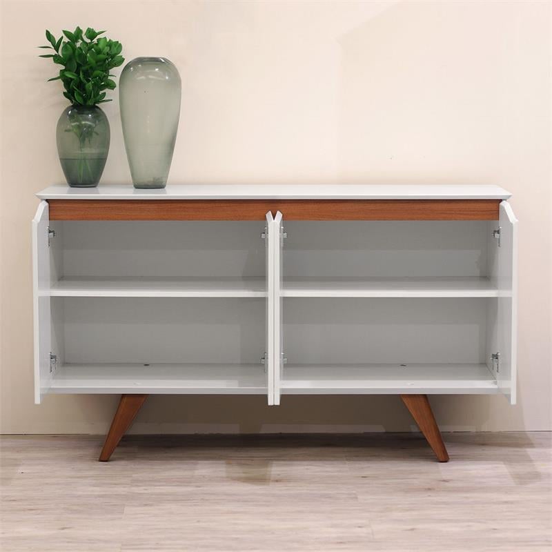 Manhattan Comfort Tudor 4 Shelves Engineered Wood Sideboard in White