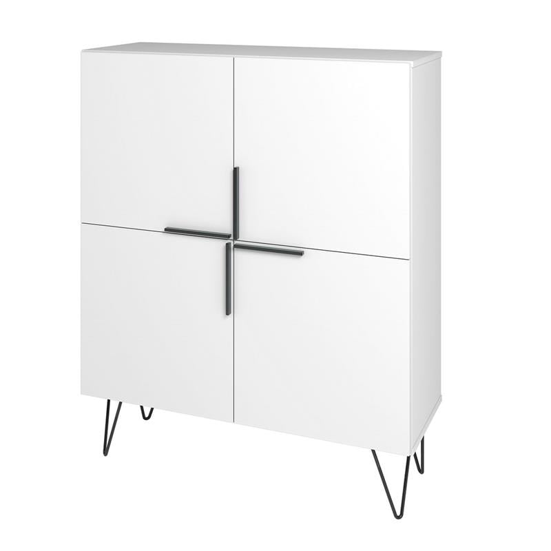 Manhattan Comfort Beekman 4 Shelves Engineered Wood Low Cabinet in White