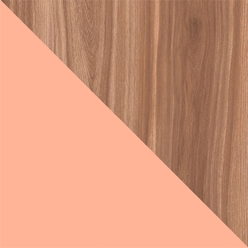 Manhattan Comfort Beekman 4 Shelves Engineered Wood Low Cabinet in Brown/Pink