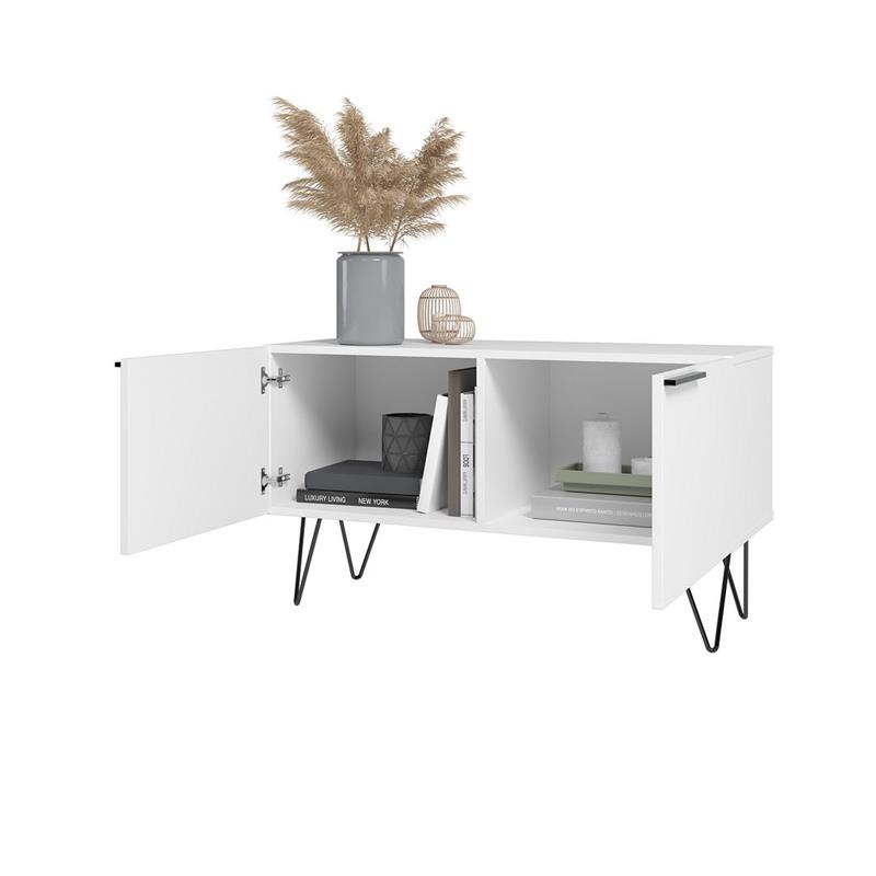 Manhattan Comfort Beekman 2 Shelves Engineered Wood Accent Cabinet in White