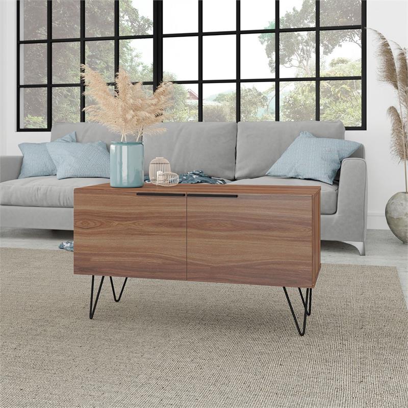 Manhattan Comfort Beekman 2 Shelves Engineered Wood Accent Cabinet in Brown