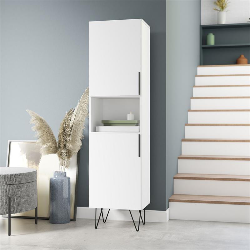 Manhattan Comfort Beekman 5 Shelves Engineered Wood Bookcase in White
