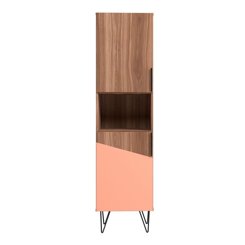 Manhattan Comfort Beekman 5 Shelves Engineered Wood Bookcase in Brown/Pink