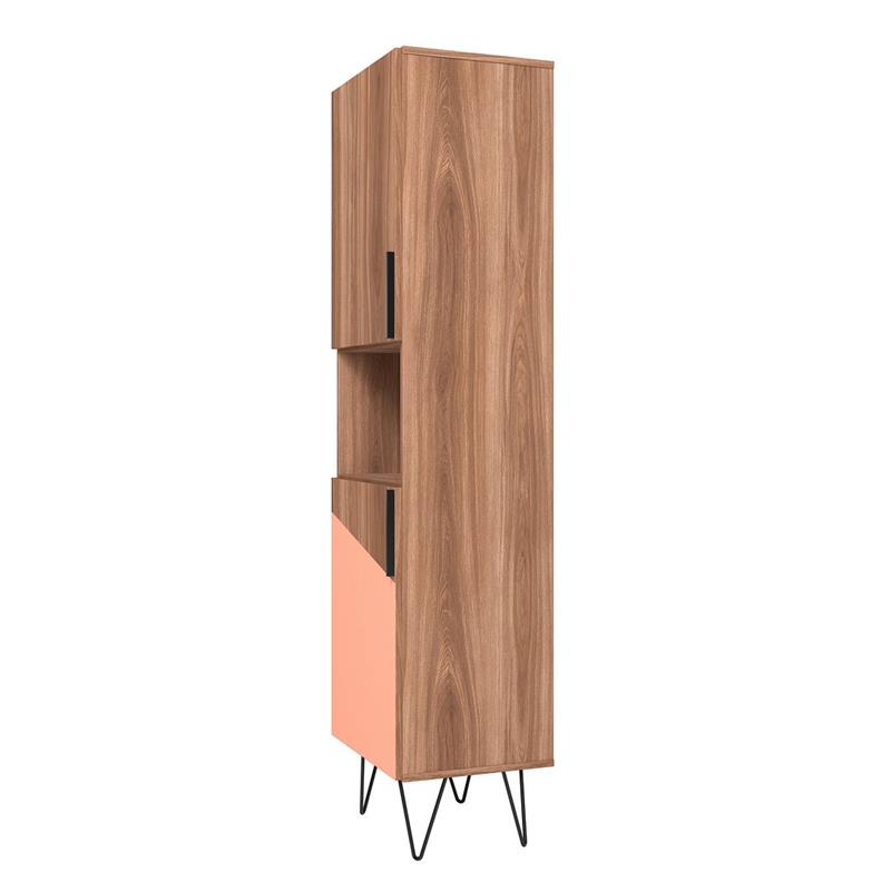 Manhattan Comfort Beekman 5 Shelves Engineered Wood Bookcase in Brown/Pink
