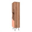 Manhattan Comfort Beekman 5 Shelves Engineered Wood Bookcase in Brown/Pink