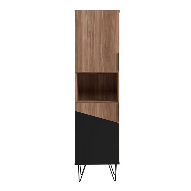 Manhattan Comfort Beekman 5 Shelves Engineered Wood Bookcase in Brown/Black