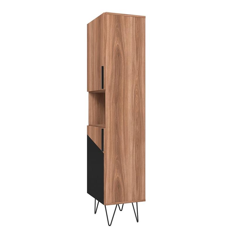Manhattan Comfort Beekman 5 Shelves Engineered Wood Bookcase in Brown/Black
