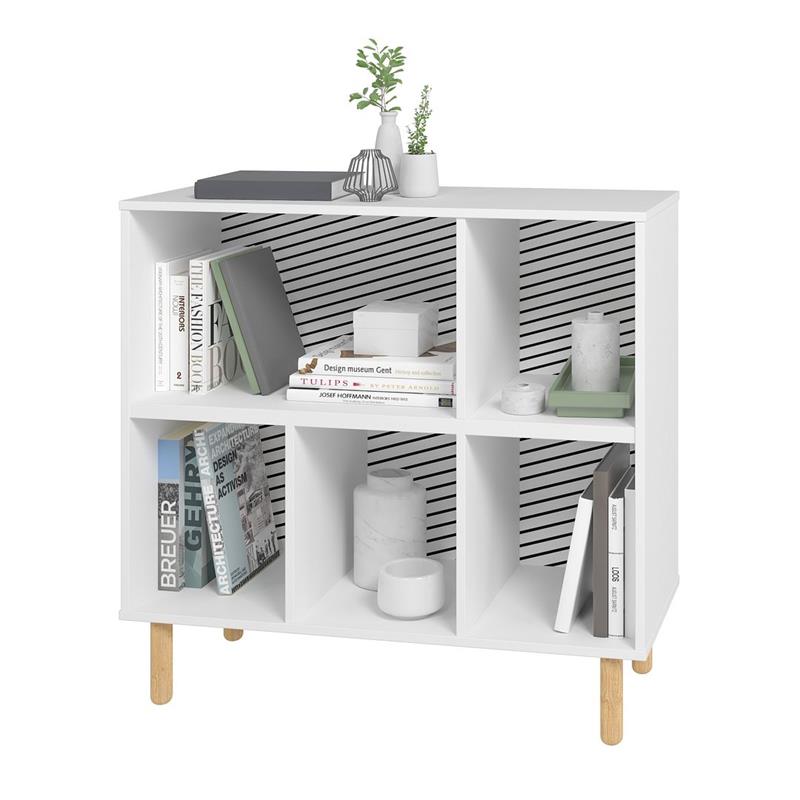 Manhattan Comfort Essex 5 Shelves Engineered Wood Low Bookcase in White