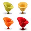 Manhattan Comfort Tulip Velvet Accent Chair Set in Multi-Color (Set of 4)