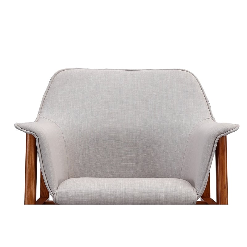 Manhattan Comfort Miller Fabric Upholstered Accent Chair in Gray/Walnut