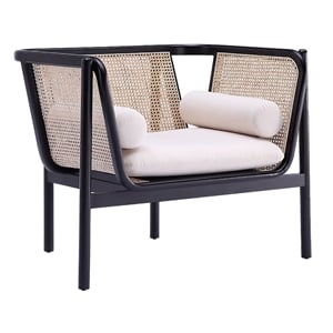 Manhattan Comfort Versailles Wood Accent Chair in Black & Cream