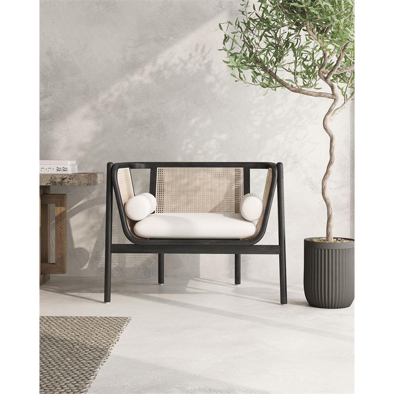 Manhattan Comfort Versailles Wood Accent Chair in Black (Set of 2)
