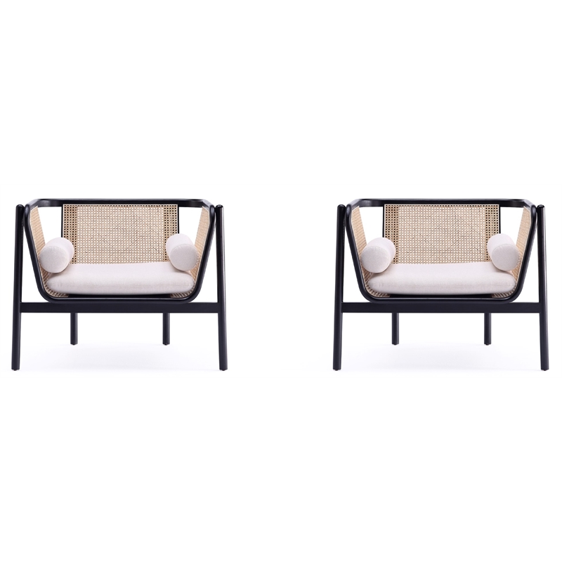 Manhattan Comfort Versailles Wood Accent Chair in Black (Set of 2)
